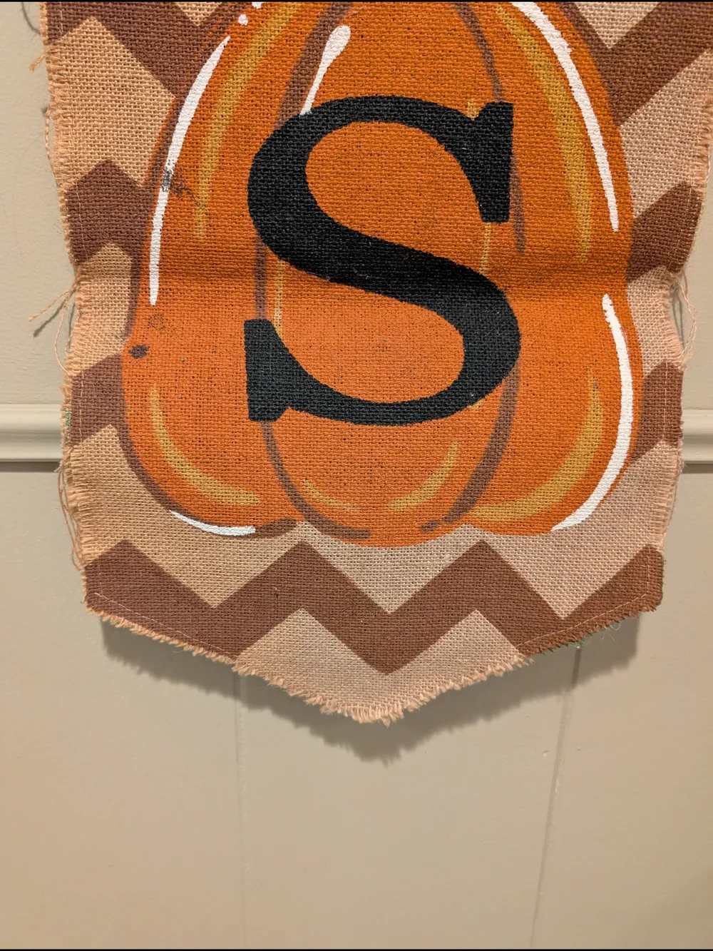 Monogram Pumpkin Burlap Wall Hanging - Orange S